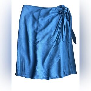 LC Lauren Conrad XS Wrap Skirt Tie Linen Blend Elastic Rear Waist Lined NWT
